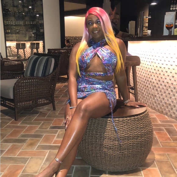 Sexy Hallow Out Cheetah Print Skirt Set Sz S - Picture 2 of 3